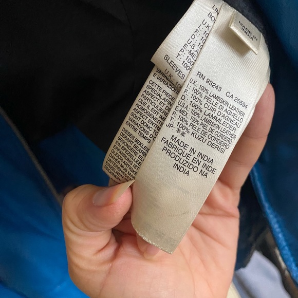 Diesel turquoise blue leather biker jacket - Picture 9 of 11